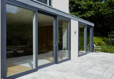 Modern sliding glass patio door replacement for a home in Lakeview